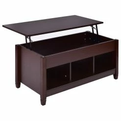 Costway Lift Top Coffee Table W/ Hidden Compartment And Storage Shelves