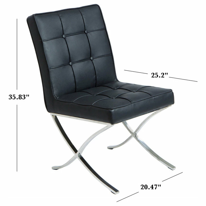 GDFStudio GDF Studio Pandora Modern Button Tufted Bonded Leather Dining Chairs, Set Of 2 - Image 3