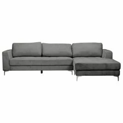 Baxton Studio Agnew Contemporary Microfiber Right Facing Sectional Sofa, Gray