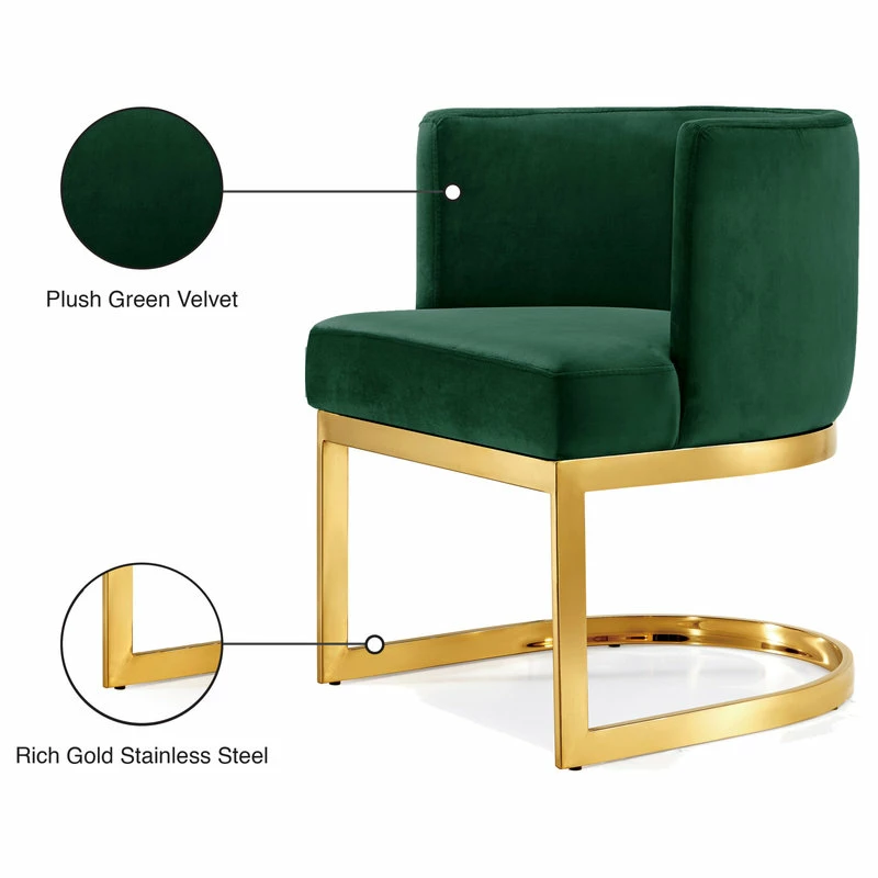 MOD The Fay Dining Chair, Green And Gold, Velvet - Image 6