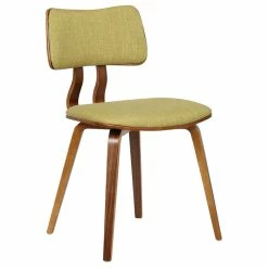 Armen Living Jaguar Mid-Century Dining Chair, Walnut, Green