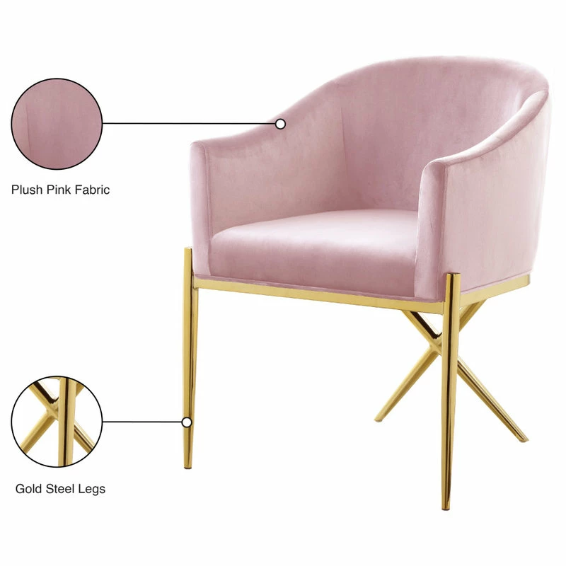 MOD The Parker Dining Chair, Velvet, Pink, Gold Legs - Image 5