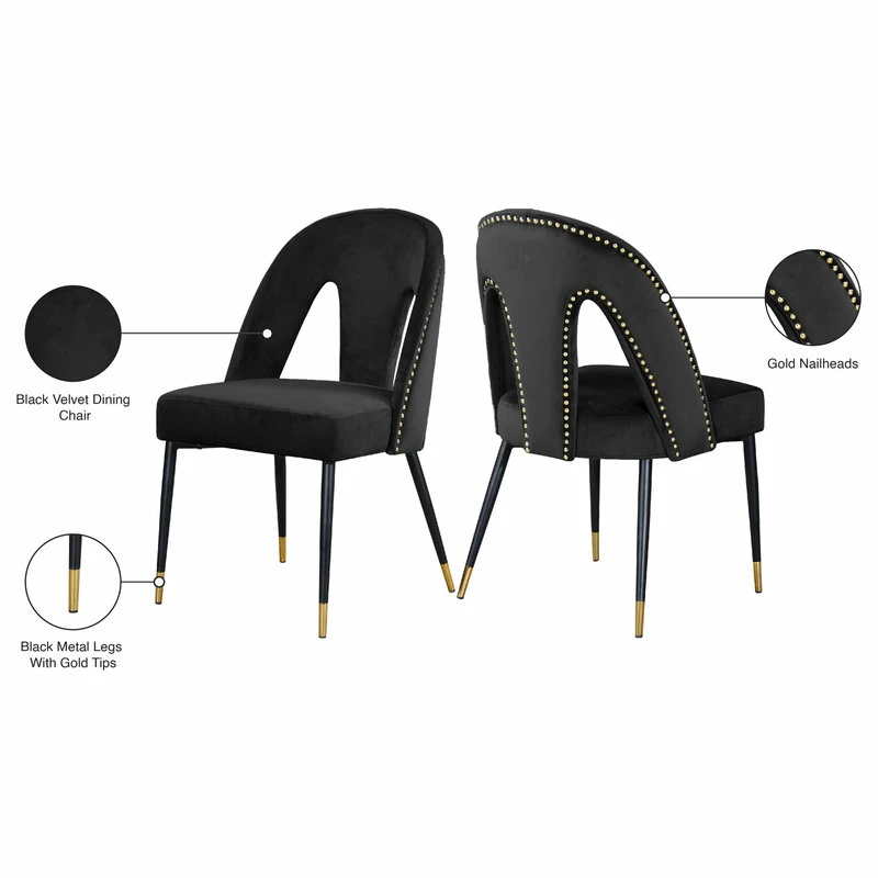 MOD The Roxy Dining Chair, Black, Velvet, Set Of 2 - Image 6
