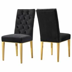 Meridian Furniture Capri Velvet Dining Chair, Set Of 2, Black