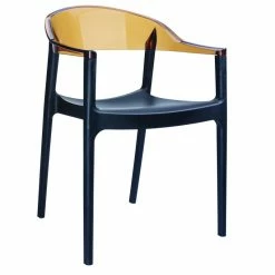 MOD The Enders Dining Chair, Black And Transparent Amber, Polypropylene, Set Of 2