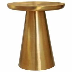 Meridian Furniture Martini End Table, Brushed Gold Top, Brushed Gold Base