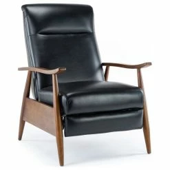 Comfort Pointe Solaris Wood Arm Push Back Recliner, Black