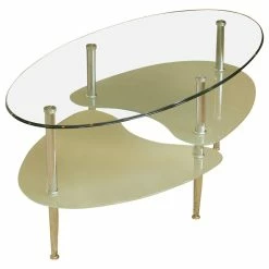 Walker Edison Glass Oval Coffee Table