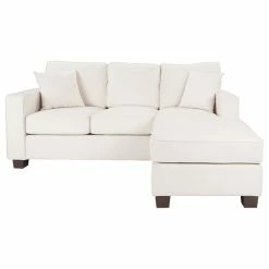 Office Star Products Russell Sectional With Pillows And Coffeeed Legs, Ivory