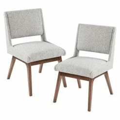 Olliix The Sevan Dining Chair, Light Gray, Polyester, Set Of 2