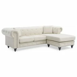 Glory Furniture Nola Sofa Chaise, Ivory
