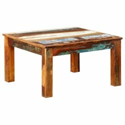 Vida XL International B.V. VidaXL Coffee Table Square Reclaimed Vintage Furniture Modern Living Room