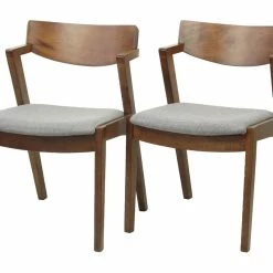 RattanUSA Modern Armchairs, Solid Wood, Medium Brown, Set Of 2