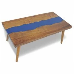 Vida XL International B.V. VidaXL Solid Teak Coffee Table W/ Resin Inlay Living Room Side End Furniture