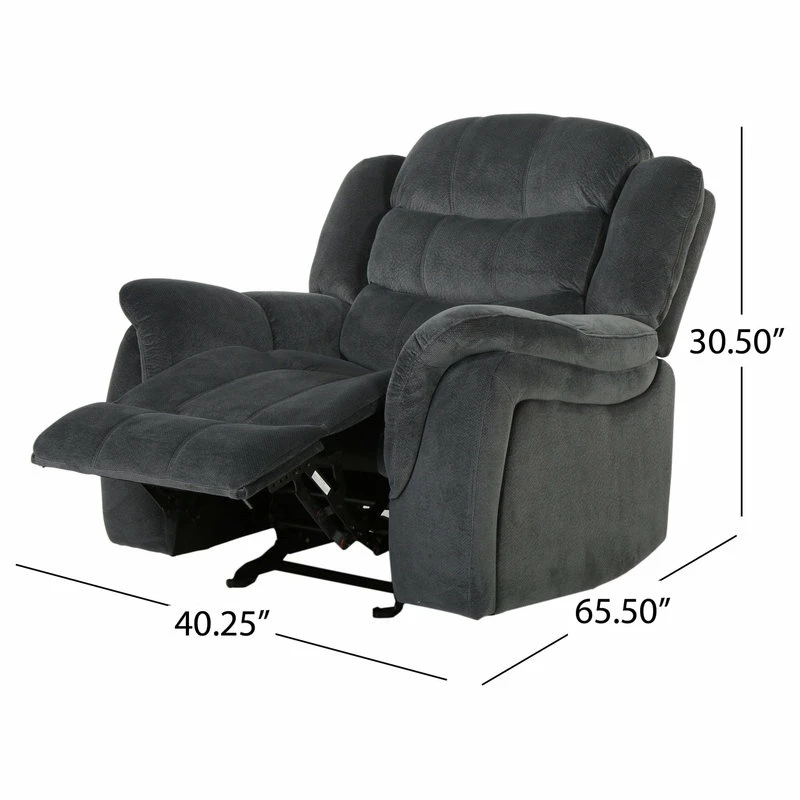 GDFStudio GDF Studio Emryka Gray Fabric Glider Recliner - Image 5