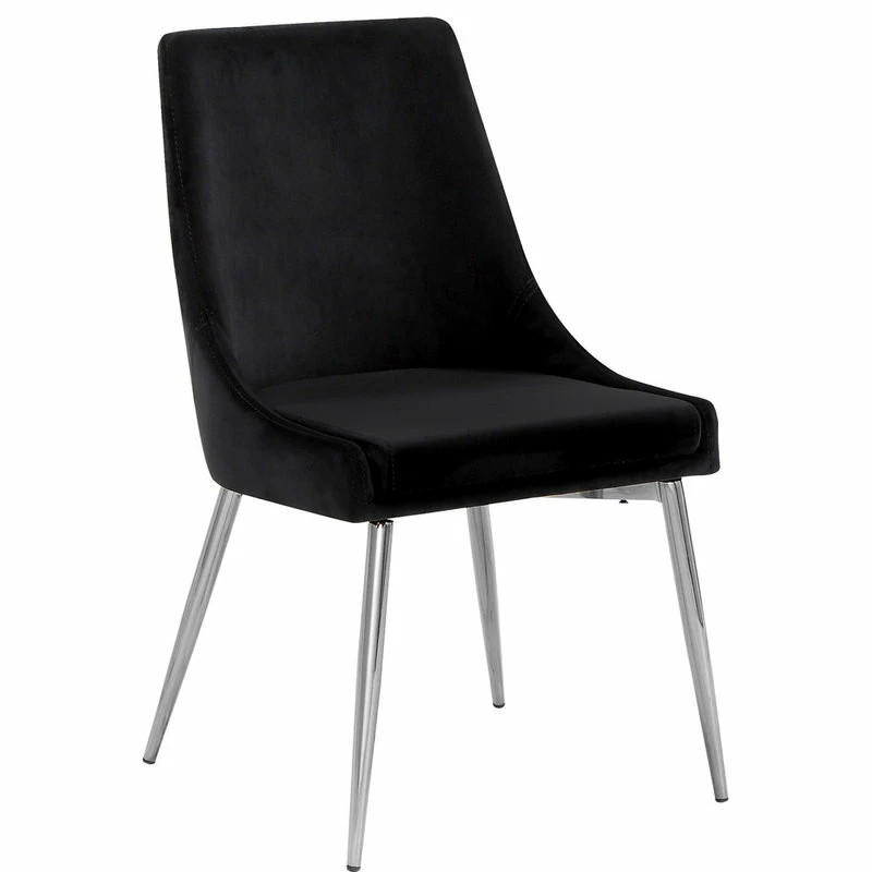 MOD The Draper Dining Chair, Black, Velvet, Chrome Base, Set Of 2 - Image 3