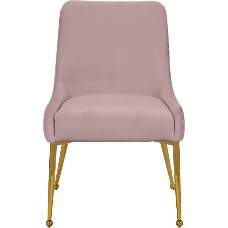 MOD The Cue Dining Chair, Pink And Gold, Pleated Velvet, Set Of 2 - Image 5