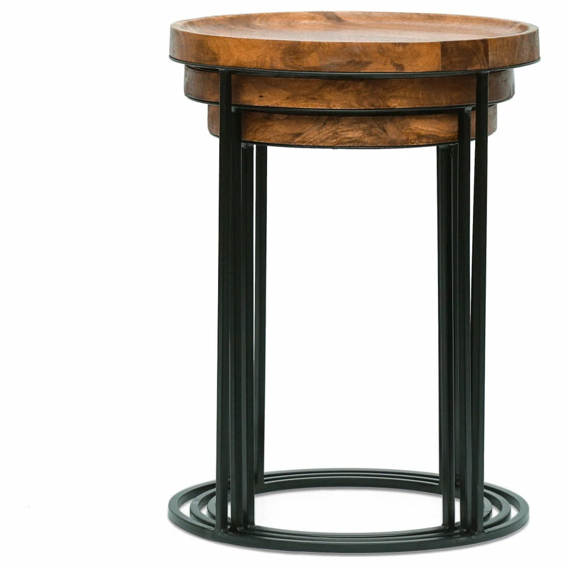 GDFStudio Colwill Modern Industrial Handcrafted Mango Wood Nested Side Tables (Set Of 3) - Image 8