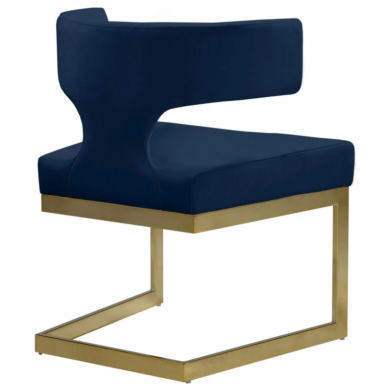 MOD The Eve Dining Chair, Navy And Gold, Velvet And Metal - Image 6