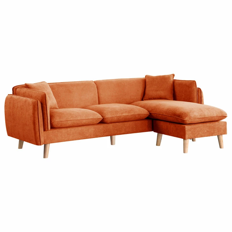 Lilola Home Brayden Fabric Sectional Sofa Chaise, Orange