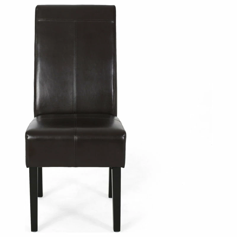 GDFStudio GDF Studio Percival T-stitched Chocolate Brown Leather Dining Chairs, Brown, Set - Image 7