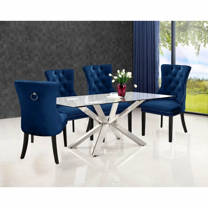 MOD The Monarch Dining Chair, Navy, Velvet Set Of 2 - Image 6