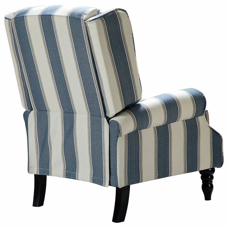 Karat Home Modern Wingback Recliner, Stripe Navy - Image 3