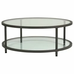 Studio Designs Camber Round Coffee Table Pewter And Clear Glass