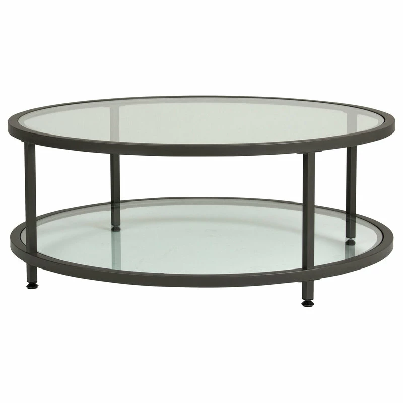 Studio Designs Camber Round Coffee Table Pewter And Clear Glass