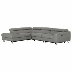 Vig Furniture Inc. Divani Casa Versa Modern Gray Teco Leather Sectional With Recliner, Laf Chaise