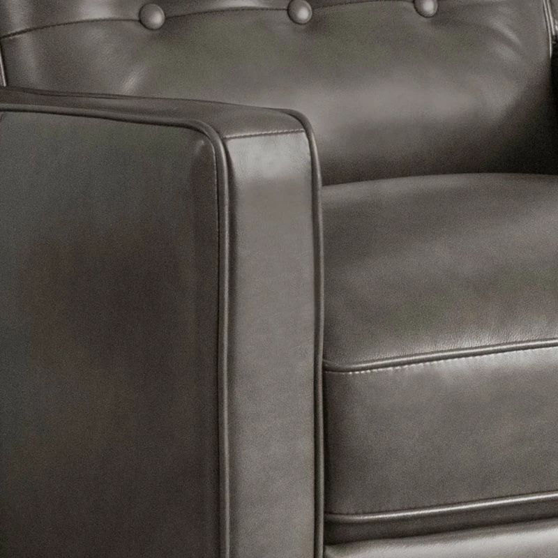 Abbyson Living Hammond Mid-Century Leather Pushback Recliner, Gray - Image 4