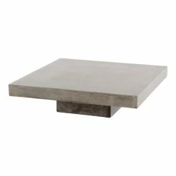Modrest Morley Square Modern Concrete Stone Coffee Table In Dark Gray