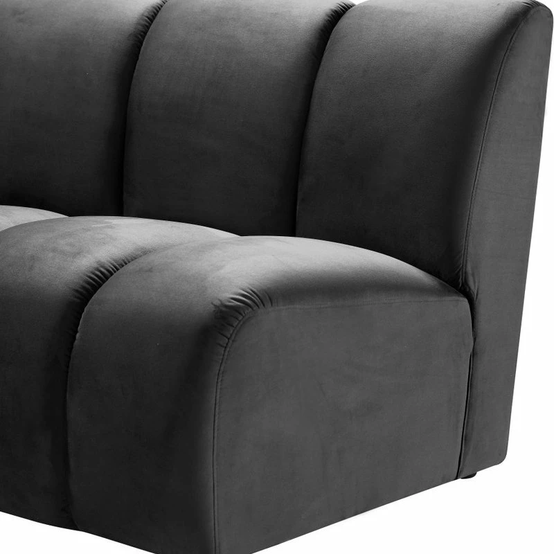 Meridian Furniture Infinity Channel Tufted Velvet Modular Chair, Gray, 5 Piece - Image 7