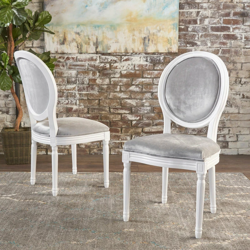 GDFStudio GDF Studio Phinnaeus Contemporary Velvet Dining Chairs (Set Of 2), Horizon Gray/ - Image 2