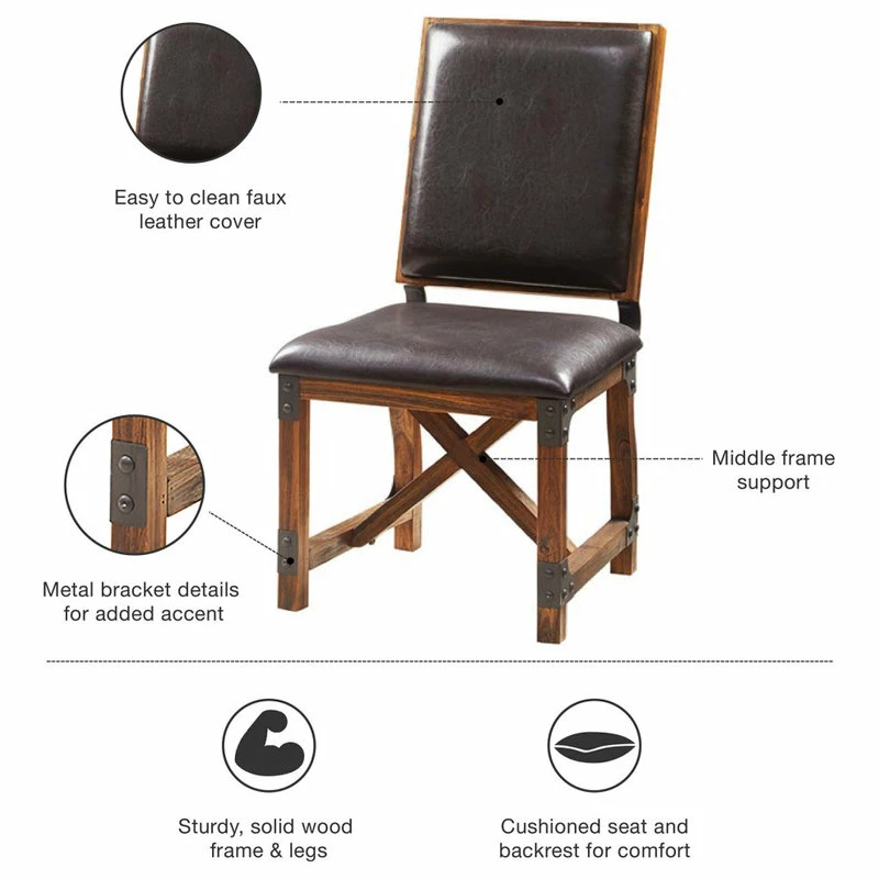 Olliix The Ivan Dining Chair, Chocolate Brown, Faux Leather - Image 7