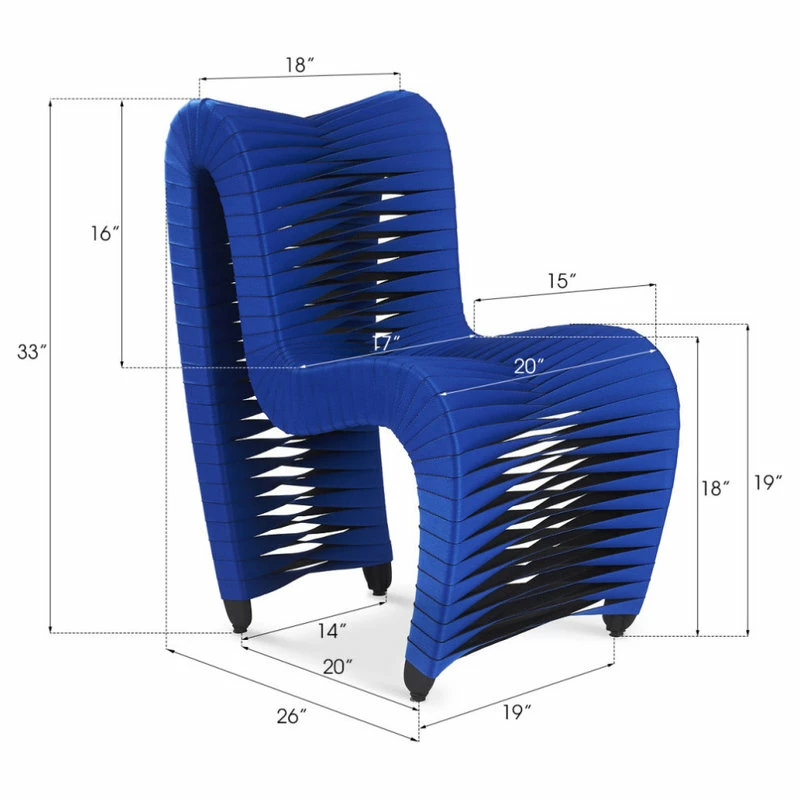 MOD The Bradbury Dining Chair, Blue And Black, Cotton - Image 4