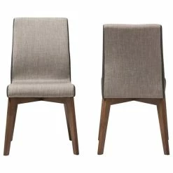 Baxton Studio Kimberly Beige And Brown Fabric Set Of 2 Dining Chair