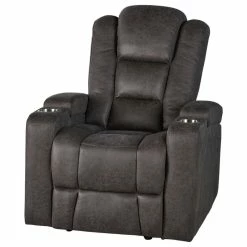 GDFStudio GDF Studio Everette Slate Power Recliner With Arm Storage And USB Cord