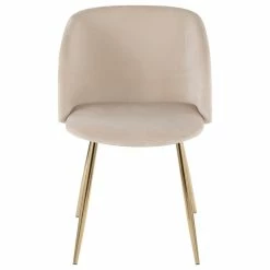 Lumisource Fran Chair, Gold Metal, Set Of 2, Cream Velvet