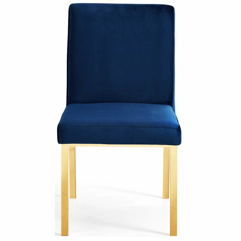 MOD The Weaver Dining Chair, Navy, Velvet, Gold Base Set Of 2 - Image 4