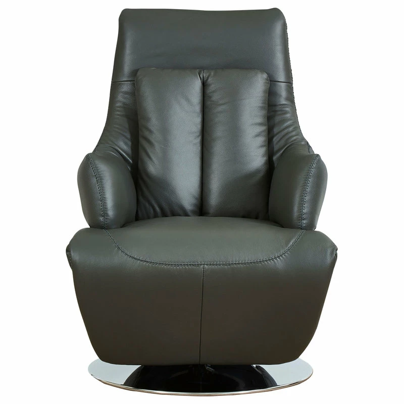 World Source Design LLC Vegas Modern Top Grain Leather Ergonomic 2-Motor Powered Recliner, Gray/Silver - Image 4