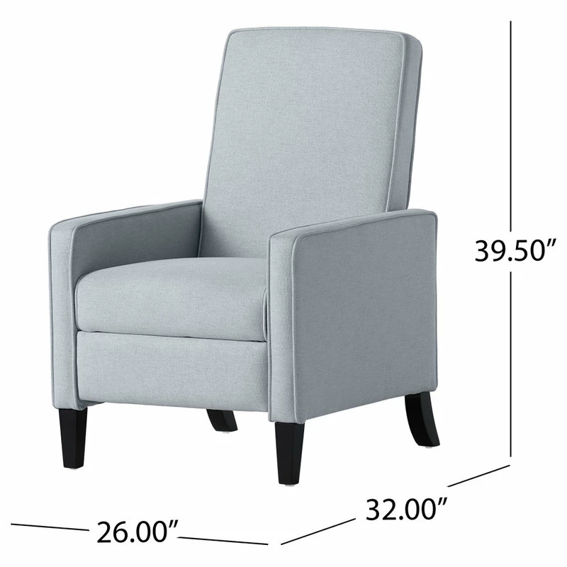 GDFStudio GDF Studio Drake Light Gray Fabric Recliner Club Chair - Image 4