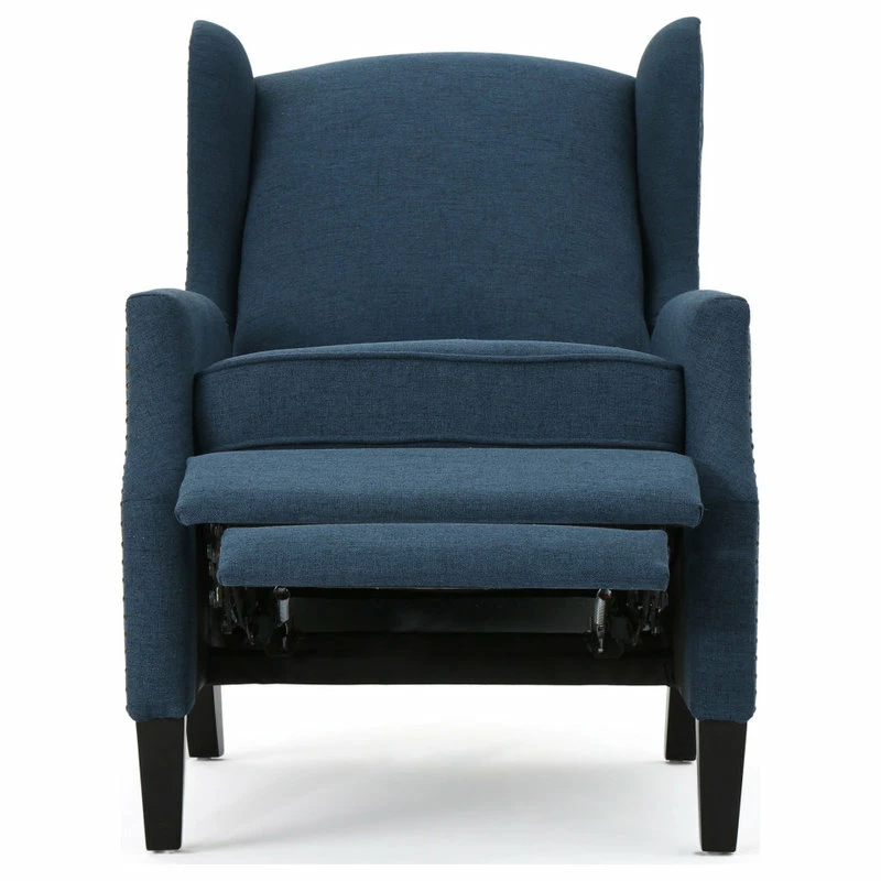 GDFStudio Corbin Fabric Recliner, Set Of 2, Navy Blue And Dark Brown - Image 8