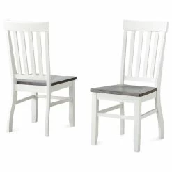 Steve Silver Caylie Set Of 2 Side Chair In Two Tone Ivory And Driftwood CL550S