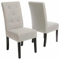 GDFStudio GDF Studio Alexander Natural Fabric Dining Chair, Set Of 2