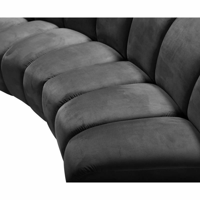 Meridian Furniture Infinity Channel Tufted Velvet Modular Chair, Gray, 5 Piece - Image 10