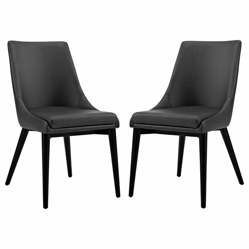 LexMod Viscount Dining Side Chairs Faux Leather, Set Of 2, Black - Image 8