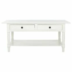 Safavieh Boris 2-Drawer Coffee Table, Distressed Cream