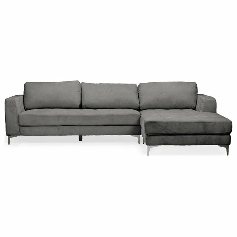 Baxton Studio Agnew Contemporary Microfiber Right Facing Sectional Sofa, Gray - Image 2