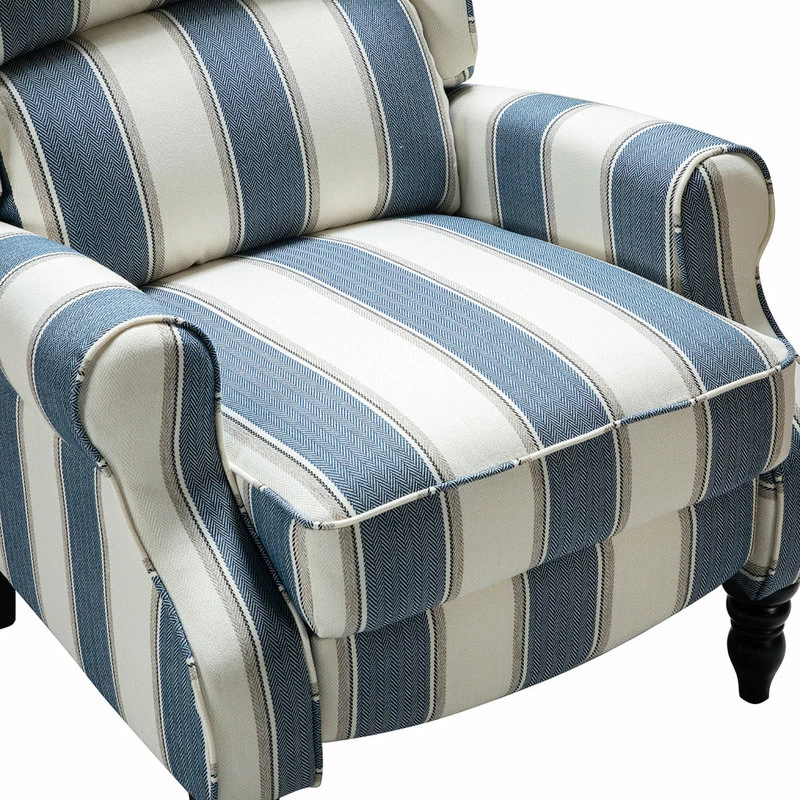 Karat Home Modern Wingback Recliner, Stripe Navy - Image 7